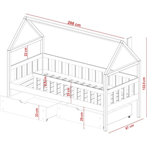 Drewniane łóżko dziecięce 90x200 CASA sosna