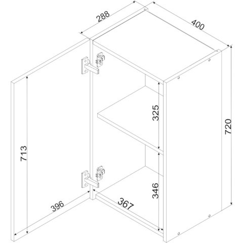 Szafka górna W40 ELLEN 21 dąb artisan / czarny groszek