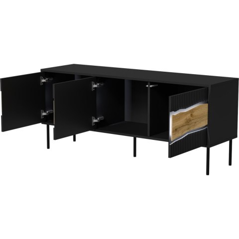 Komoda RTV CONTE 150 3D czarny / dąb wotan