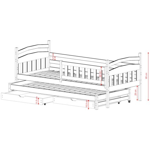 Drewniane łóżko podwójne SPACE 90x200