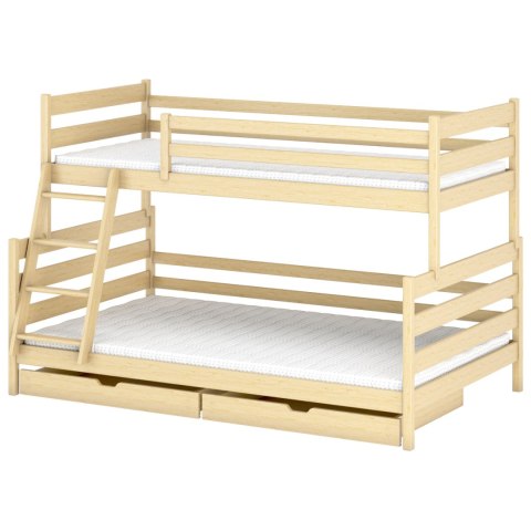 Drewniane łóżko piętrowe ASFI 90x200/120x200
