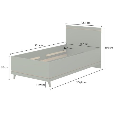 Łóżko 100x200 CANDIS 34 zielony / dąb olejowany