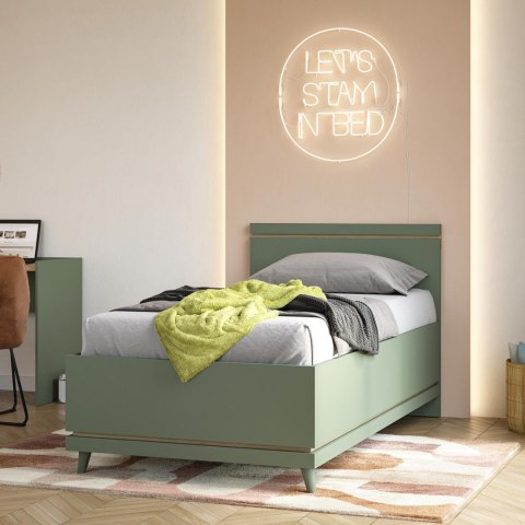Łóżko 100x200 CANDIS 34 zielony / dąb olejowany