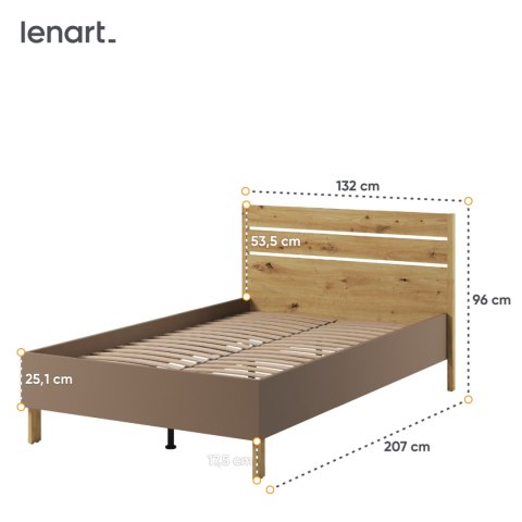 Łóżko 120 ze stelażem dąb artisan/beż/truflowy LENNY LY08